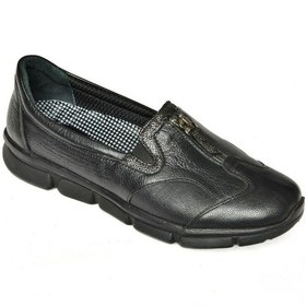 Resim Fox Shoesp555190403 Siyah Hakiki Deri Comfort Ortopedik Taban Kadın Ayakkabı Siyah 