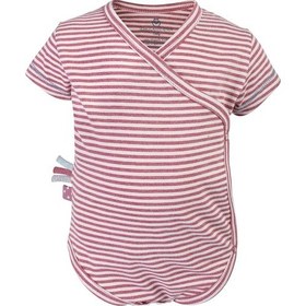 Resim Organicera Organik Kısa Kollu Kimono Body, Çizgili , Bordeaux Melange Bordo 