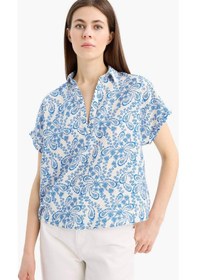 Resim DeFacto Oversize Geniş Kalıp Çiçekliı Kısa Kollu Bluz E7595AX25SPBE399 
