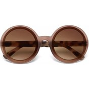 Resim Okkia Monica Unisex Büyük Yuvarlak Güneş Gözlüğü Havana Pembesi Çok Renkli 