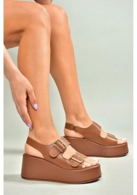 Resim Fox Shoes U946418509 Taba Dolgu Topuklu Kadın Ayakkabı Taba-suni Deri 