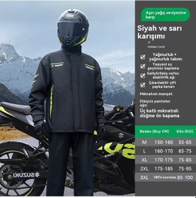 Resim Bölünebilir Motosiklet Yağmurluk Seti: Sağanak Geçirmez Unisex Model Siyah - Sarı 