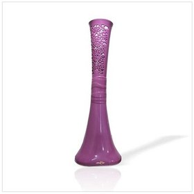 Resim Uzun Mor Eflatun İncebel Konik Desenli Geniş Taban Tek Parça Vazo 