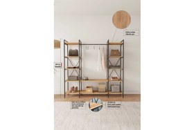 Resim Mobitopya Nilamu Elbise Dolabı / Metal Aksamlı / Atlantik Çam / Açık Dolap / Organizer / Askılık 