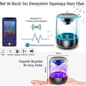 Resim MagicVoice MV-24696 600 Mah Taşınabilir RGB Mikrofonlu Aux-TF-Bluetooth 3 Watt Hoparlör (Beyaz) 