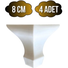 Resim Lükens Beyaz 8cm Plastik Ayak Mobilya Masa Ve Dolap Ayağı 8cm Beyaz 4 Adet Beyaz 