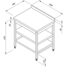 Resim Çalışma Tezgahı Ara Raflı Sırtlı 60x70 Cm 