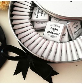 Resim Nişan Nikah Söz Madlen Çikolatası Metal Kutu Beyaz 100'lü 