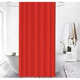 Resim Zethome Banyo Perdesi 1x120x200 Tek Kanat Duş Perdesi Halka Hediyeli Duşakabin Perdesi 0010 Kırmızı 