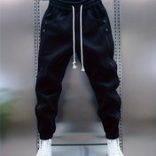 Resim Siyah & Çizgili Geniş Paça Pantolon - Elastik Beli Daralan Ayak Bileği Pantolonlar, Günlük, Resmi & Kışlık Giyim için Retro Bol Kesim Pantolonlar, Makinede Yıkanabilir (Kemer Yok) - Öğrenci & Profesyonel Kıyafet Pantolonları 