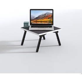 Resim Kenzlife Laptop Dizüstü Bilgisayar Sehpası Tankutay Gri 20 39 39 Yemek Sofra Siyah Ayak Beyaz 