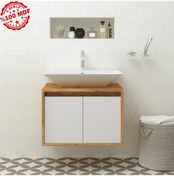 Resim Banos Roomart Ayaksız 2 Kapaklı Lavabolu Ahşap-Mat Beyaz Mdf 65 . Beyaz 