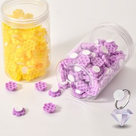 Resim 120 Adet Çiçek Göz Kırpması Uygulama Tutkalı Kupaları ile Geri Çekilebilir Metal Parmaklık Tutucu - Profesyonel Kirpik Uygulama Tutkalı Depolama Tepsileri, Dövme Pigment Boya Kupaları - Koku Yok, Elektriksiz, Pilsiz 