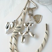 Resim Çift Kalp Kolye ile Üçgen Bahar Tokası - Balon Köpek Anahtarlık Şans, Dayanıklı Çinko Alaşım ve Reçine, Siyah ve Beyaz Çizgili Tasarım, Anahtarlar veya Aksesuarlar için Mükemmel, Köpek Aksesuarları, Anahtarlık, Çanta için Anahtarlık 