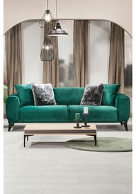 Resim Modalife Milano Üçlü Kanepe Zümrüt Yeşili 