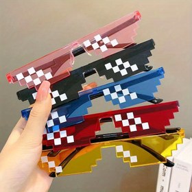 Resim Moda Piksel Mozaik Gözlükler - Renkli Parti Gözlükleri, Şık Fotoğraf Aksesuarı, Kadınlar İçin Temel Parti ve Etkinlikler, Plaj Partileri, Mezuniyet, Bekarlığa Veda Partileri ve Doğum Günleri İçin Mükemmel, Fotoğraf Aksesuarı Gözlükler | Canlı Gözlükler | Dayanıklı Plastik, Kadınlar İçin Gözlükler 
