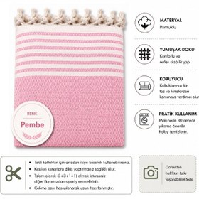 Resim Pamuklu Kaymaz Hasır Dokuma Maxi Boy Kolları Örten Koltuk Örtüsü 180x310 - Pembe 