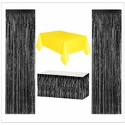 Resim Sarı Masa Örtüsü, Siyah Masa Eteği, 2 Adet Siyah Arka Fon 