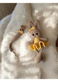 Resim Amigurumi Oyuncak Tavşan Lena Sarı 2'li Set 