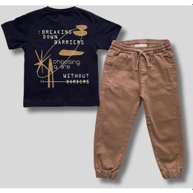 Resim Turuncu Gardrop 4-8 Yaş Breaking Tişört Jogger Pantolon Erkek Çocuk Takım Lacivert 