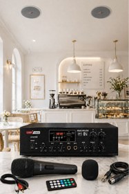 Resim Lastvoice Medium-1 Tavan Hoparlör Ve Anfi Ses Sistemi Paketi ( 1 Anfi 2 Hoparlör 1 Mikrofon) 