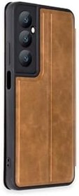 Resim Zipax Realme C65 İle Uyumlu Kapaklı Kılıf Standlı Kartlıklı Azn Flip Realmec65Kahverengi 