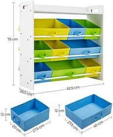 Resim SONGMICS Çocuk Odası Rafı, 9 Çıkarılabilir Polar Sepetli Oyuncak Düzenleyici, Çocuk Odası Için Oyuncak ve Kitaplık, Beyaz Çerçeve, Gkr31Wt, 78 X 26,5 X 82,5 Cm 