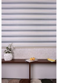 Resim Gri-krem Pliseli Etek Dilimsiz Ds 10658-v9 Zebra Stor Güneşlik Perde 