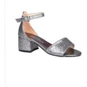 Resim Çocuk Kalbi Kız Çocuk Gümüş Şeffaf Taş Detaylı Topuklu Abiye Ayakkabı M.k.01 Gümüş 