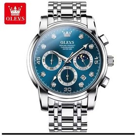 Resim Olevs 2889 Lüks Quartz Kronograf Erkek Kol Saati Şık Ve Dayanıklı Tasarım Mavi 