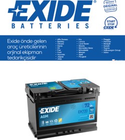 Resim Exide 72 AH AGM START&STOP 760CCA DÜZ TIRNAKLI 