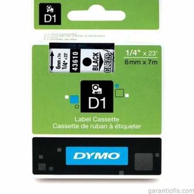 Resim DYMO D1 Yedek Şerit Şeffaf\u002FSiyah 6mm x 7mt (43610) 