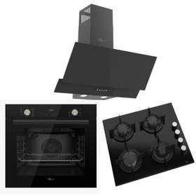 Resim GL General GLD 003S+GLF MS63CS+GLO 205CS Siyah Cam Ankastre Set 