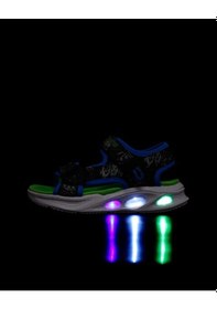 Resim Skechers Erkek Çocuk Siyah Işıklı Sandalet Yeşil 