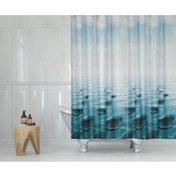 Resim Zethome Tropik Banyo Duş Perdesi 5075 Tek Kanat 1X120X200 Mavi 
