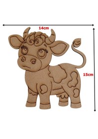 Resim Ahşap Boyanabilir İnek Figürü 15x14 Cm - 3mm Mdf Çiftlik Serisi Eğitici Boyama Seti 10 Adet 
