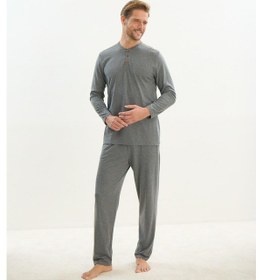 Resim Sevim Erkek Uzun Kol Gri Melanj Pijama Takım C1t3n5o9 001 