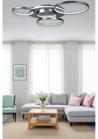 Resim Yaman Modern Tasarım Gri Renk Beyaz Ledli Cafe - Mutfak - Salon Led Avize Gri 