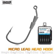 Resim 10 adet KINGDOM Yüksek Kaliteli Kurşun Başlı Kancalar, 0.6g 1.0g 1.3g Ağırlıklar, Teflon Kaplamalı Yüksek Karbonlu Çelik, Pas Dirençli, Tatlısu ve Tuzlu Su Balıkçılığı için İdeal, Levrek ve Diğer Türler İçin Mükemmel, Çok Yönlü Olta Kanca | Ergonomik Kanca Tasarımı | Dayanıklı Olta Kancaları 