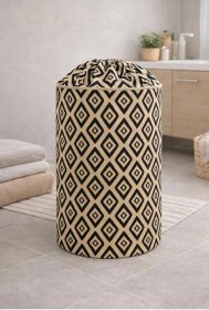 Resim Bej Kumaş Büzgülü Katlanır Kirli Çamaşır Sepeti Dolap Içi Çocuk Oyuncak Düzenleyici 35x35x50 Bej 