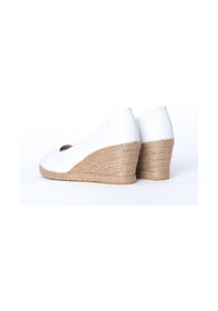 Resim Star Tombis Gerçek Elişi Beyaz Keten Espadril Dolgu Topuk Handmade Beyaz 