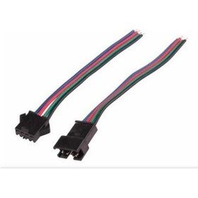 Resim 2,5mm Jst Sm 4pin Siyah Seyyar Kablolu Konnektör Dişi Erkek Takım 20cm+20cm - 0,50mm - Çift Taraflı 