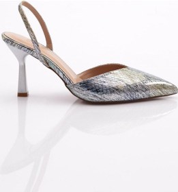 Resim Dgn 7073 Kadin Önü Kapali Sivri Burun Topuklu Ayakkabi Mavi Yılan 