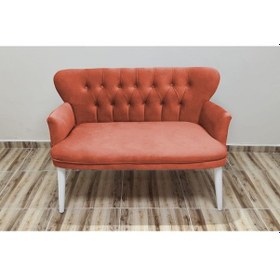 Resim Azra Mobilya Ikili Koltuk - Kanepe - Babyface Kumaş - Ahşap Ayak - Turuncu Turuncu 