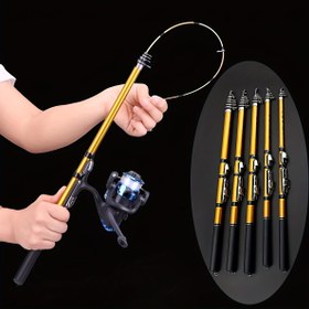 Resim 1 adet/Yeni Altın taşınabilir geri çekilebilir yumuşak kuyruk küçük taş balıkçılık çubuğu, fiberglas geri çekilebilir küçük sal çubuk, renkli yumuşak kuyruk tasarımı, üç farklı boyutta seçim yapabileceğiniz, göllerde, nehirlerde, plajlarda ve küçük akarsularda balık avı ekipmanları için uygun 