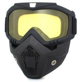 Resim MOTOANL Cross Motosiklet Bisiklet Gözlüğü Açık Kask Maskesi Süngerli Bant Lastikli Jet Maske Sarı Camlı 