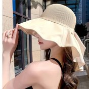 Resim Kadınlar için Nefes Alabilir Polyester Güneş Şapkası, Bağcıklı, %100 Dokuma Kova Şapka, Çıkarılabilir Koruyucu Omuz Pelerini ile - Elde Yıkanabilir, Günlük Kullanım için Esnek Olmayan Güneş Koruması Aksesuarı 