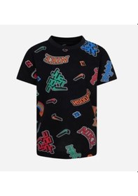 Resim Nike Varzity Aop Pamuklu Çocuk Siyah T-shirt Siyah 