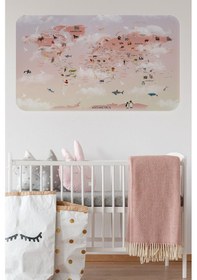 Resim Eğitici Dünya Haritası Dünya Atlası Çocuk Ve Bebek Odası Duvar Sticker -60x105-3799 - Renkli Çok Renkli 