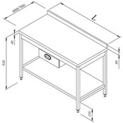 Resim Öztiryakiler Çalışma Tezgahı Taban Raflı Tek Çekim Sırtlı 140x70 CM 